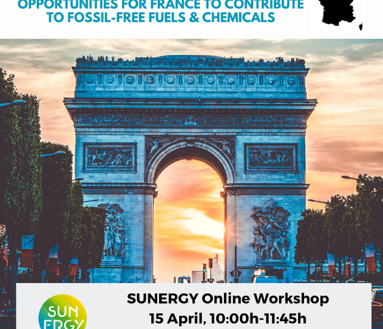 L’ANCRE et SUNERGY organisent un évènement  “SUNERGY French stakeholders meeting: Opportunities for France to contribute to fossil-free fuels and chemicals “