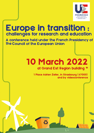 “Europe en transition : les défis pour la recherche et la formation” (10 mars 2022, Strasbourg)